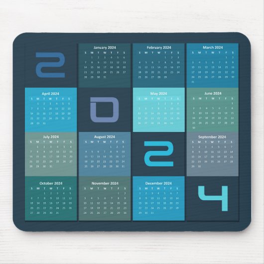 Tapis De Souris Calendrier de la carte souris 2024 (Devant)
