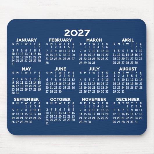 Tapis De Souris Calendrier de l'année complète - horizontal (Devant)