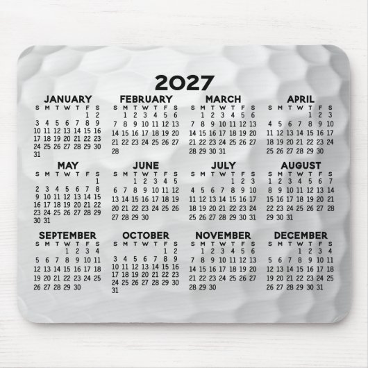 Tapis De Souris Calendrier de l'année complète - horizontal (Devant)