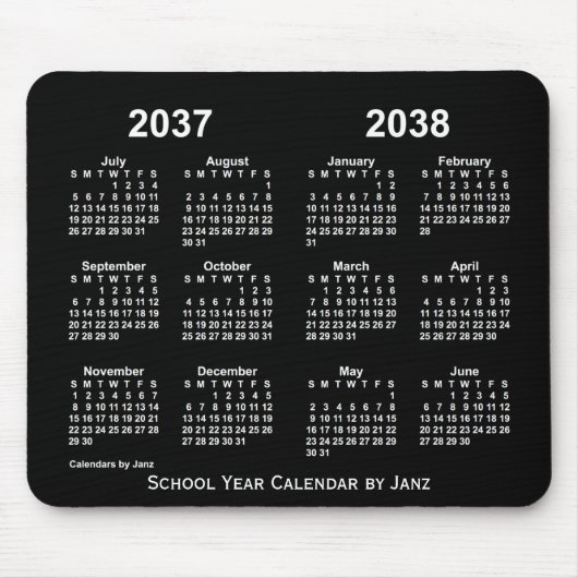 Tapis De Souris Calendrier de l'année scolaire 2037-2038 de Neon p (Devant)