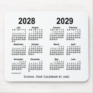 Tapis De Souris Calendrier de l'école blanche 2028-2029 par Janz