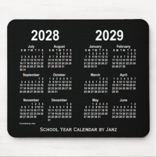 Tapis De Souris Calendrier de l'école Neon White 2028-2029 par Jan
