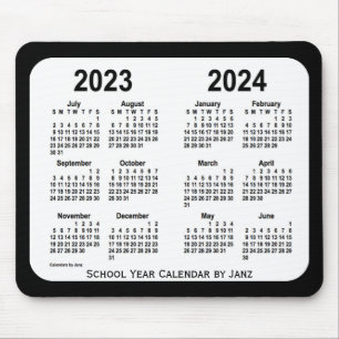 Tapis De Souris Calendrier de l'école noire et blanche 2023-2024 p