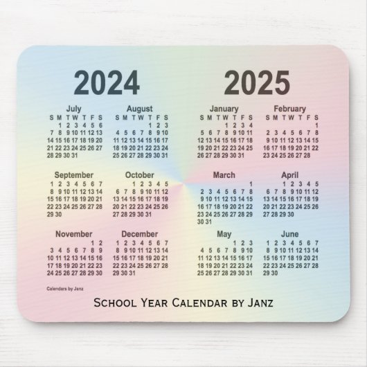 Tapis De Souris Calendrier de l'école Rainbow Cloud 2024-2025 par  (Devant)