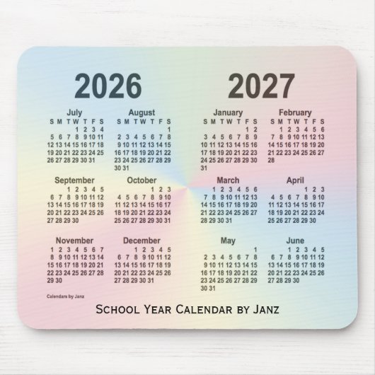 Tapis De Souris Calendrier de l'école Rainbow Cloud 2026-2027 par  (Devant)