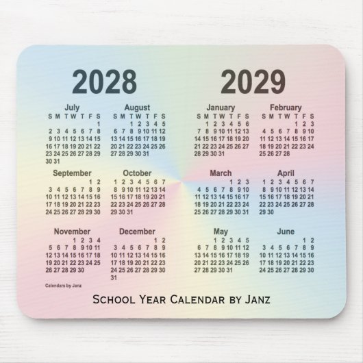 Tapis De Souris Calendrier de l'école Rainbow Cloud 2028-2029 par (Devant)