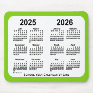 Tapis De Souris Calendrier de l'école verte jaune 2025-2026 par Ja