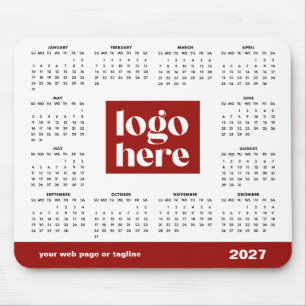 Tapis De Souris Calendrier de Logo d'Affaires Rouge 2027