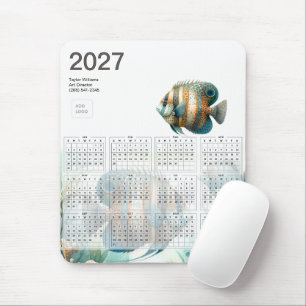 Tapis De Souris Calendrier de logo d'entreprise aquatique de poiss