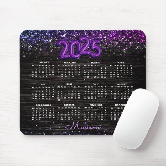 Tapis De Souris Calendrier de monogramme de parties scintillant no (Avec souris)