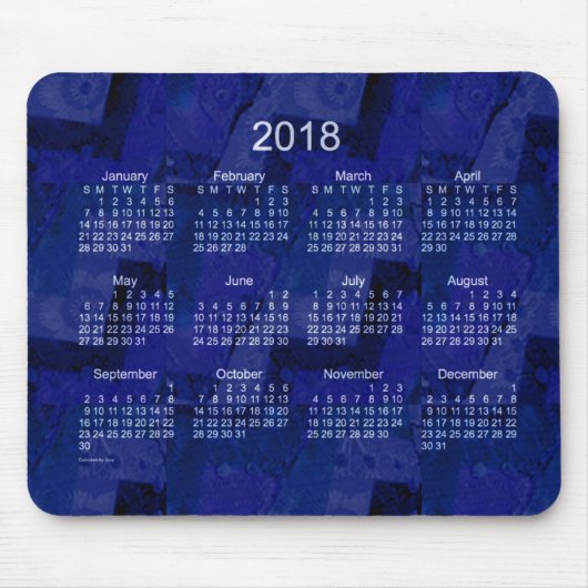 Tapis De Souris Calendrier de patchwork du bleu 2018 royal par (Devant)