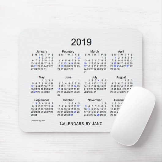 Tapis De Souris Calendrier de vacances de fumée de 2019 blancs par (Avec souris)