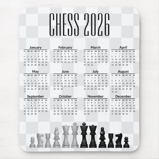 Tapis de souris calendrier d'échecs 2026 (Devant)