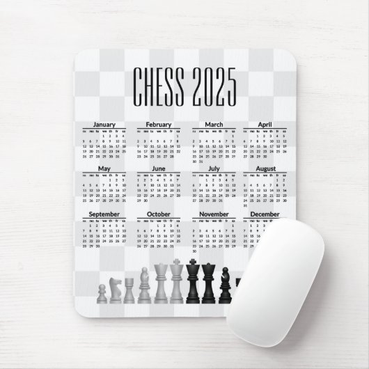 Tapis De Souris Calendrier des échecs 2025 Mousepad (Avec souris)