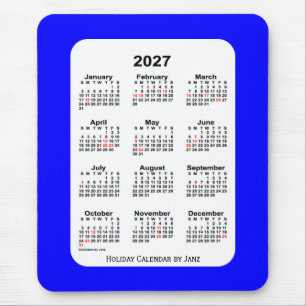 Tapis De Souris Calendrier des fêtes bleues 2027 par Janz
