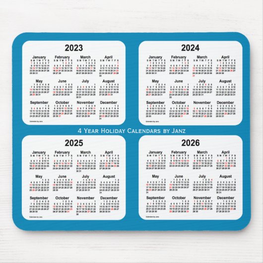 Tapis De Souris Calendrier des fêtes bleues en acier 2023-2026 par (Devant)