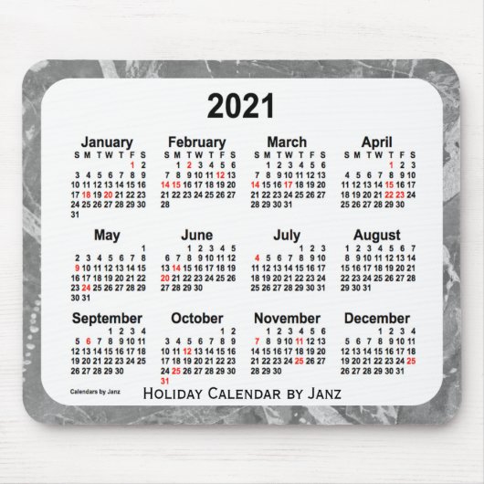 Tapis De Souris Calendrier des fêtes d'argent 2021 par Janz Mouse (Devant)