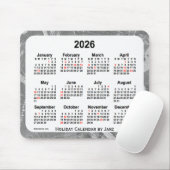 Tapis De Souris Calendrier des fêtes d'argent 2026 par Janz Mouse (Avec souris)