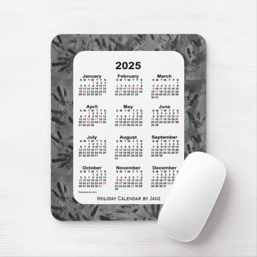 Tapis De Souris Calendrier des fêtes d'art noir 2025 par Janz (Avec souris)