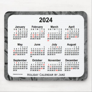 Tapis De Souris Calendrier des fêtes noires 2024 par Janz Mouse Pa