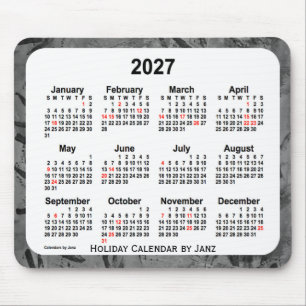 Tapis De Souris Calendrier des fêtes noires 2027 par Janz Mouse Pa