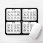 Tapis De Souris Calendrier des fêtes noires et blanches 2022-2025  (Avec souris)