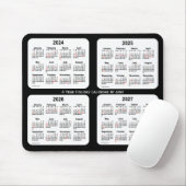 Tapis De Souris Calendrier des fêtes noires et blanches 2024-2027  (Avec souris)