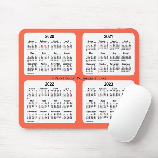 Tapis De Souris Calendrier des Fêtes rouges tomates 2020-2023 par  (Avec souris)