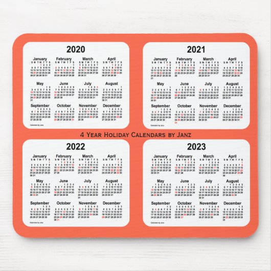 Tapis De Souris Calendrier des Fêtes rouges tomates 2020-2023 par (Devant)