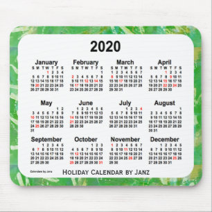 Tapis De Souris Calendrier des fêtes vertes 2020 par Janz Mouse P
