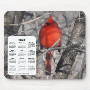 Tapis De Souris Calendrier des oiseaux cardinaux 2020 par Janz