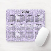 Tapis De Souris Calendrier des petites bulles violettes 2024 par J (Avec souris)