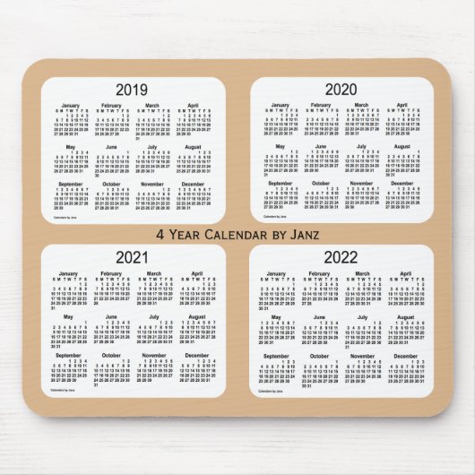 Tapis De Souris Calendrier des quatre ans de Tan 2019-2022 par Jan (Devant)