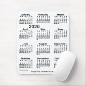 Tapis De Souris Calendrier d'impression grand format blanc 2026 pa (Avec souris)
