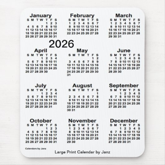 Tapis De Souris Calendrier d'impression grand format blanc 2026 pa (Devant)