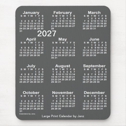 Tapis De Souris Calendrier d'impression gros charbon de bois 2027  (Devant)