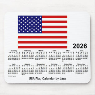 Tapis De Souris Calendrier du drapeau américain 2026 par Janz Mou