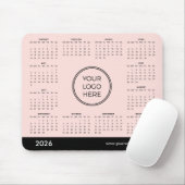 Tapis De Souris Calendrier du logo commercial rose pâle 2026 (Avec souris)