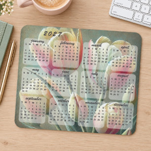 Tapis De Souris Calendrier Élégant Coloré Floral 2027