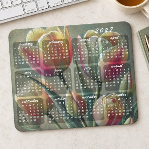 Tapis De Souris Calendrier Élégant Coloré Floral 2027