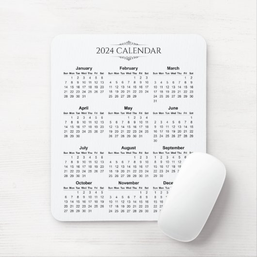 Tapis De Souris Calendrier élégant et simple pour 2024 | Tapis de (Avec souris)