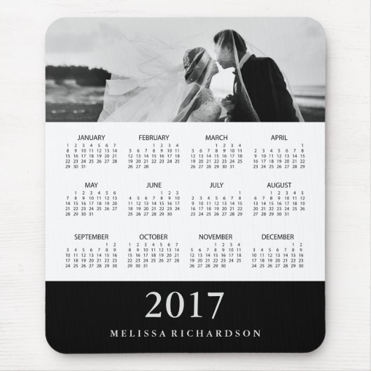 Tapis De Souris Calendrier et photo de Modern Black Stripe 2017 (Devant)