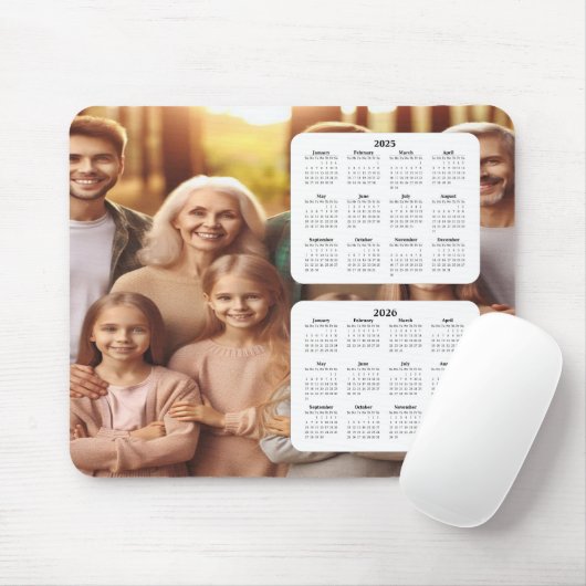 Tapis De Souris Calendrier familial de deux ans 2025 - 2026 (Avec souris)