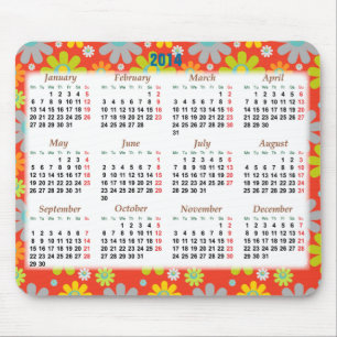 Tapis De Souris Calendrier floral 2014 pendant la nouvelle année