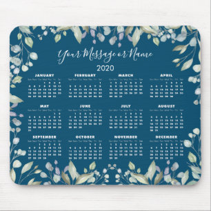 Tapis De Souris Calendrier floral 2020 Votre message ou nom