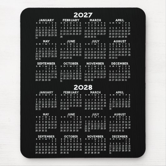 Tapis De Souris Calendrier - fond noir - Vertical (Devant)