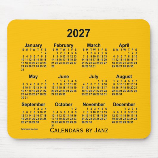 Tapis De Souris Calendrier Gold 2027 par Janz Mouse Pad (Devant)