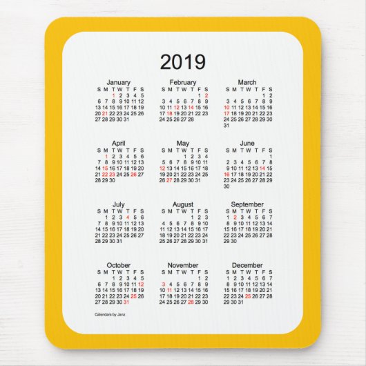Tapis De Souris Calendrier Gold Holiday 2019 par Janz Mouse Pad (Devant)