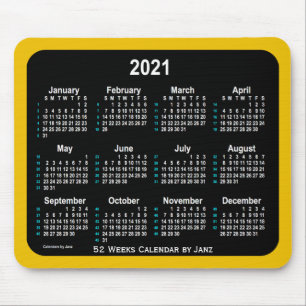 Tapis De Souris Calendrier Gold Neon 52 semaines 2021 par Janz