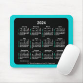Tapis De Souris Calendrier ISO 2024 Neon 52 semaines par Janz Two (Avec souris)